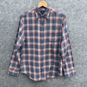 J. Crew Men's Button-Up Double Weave Flannel Shirt 100% Cotton Pink Blue Plaid M